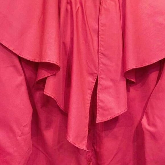 Red Ruffle Collar Long Sleeve Blouse - Picture 2 of 3